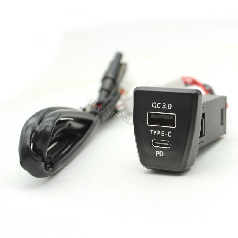 Автомобильное зарядное устройство TYPE-C PD QC3.0 USB с двойной розеткой, адаптер интерфейса зарядного устройства для телефона для Toyota RAV4 rav4 XA50 2019 2020