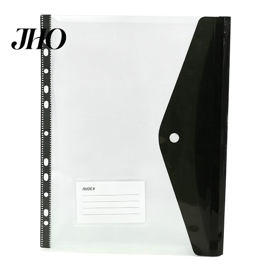 11 Hole Punched File Sleeves Binder Pockets for A4 Binders, Plastic Expanding Folders Project Organizer with Snap Closure & Transparent Label