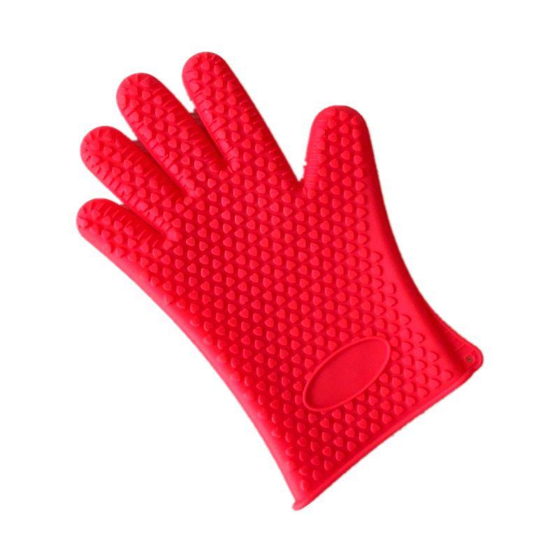 Red Silicone Glove For Cooking With Non-toxic And Safe Insulation**