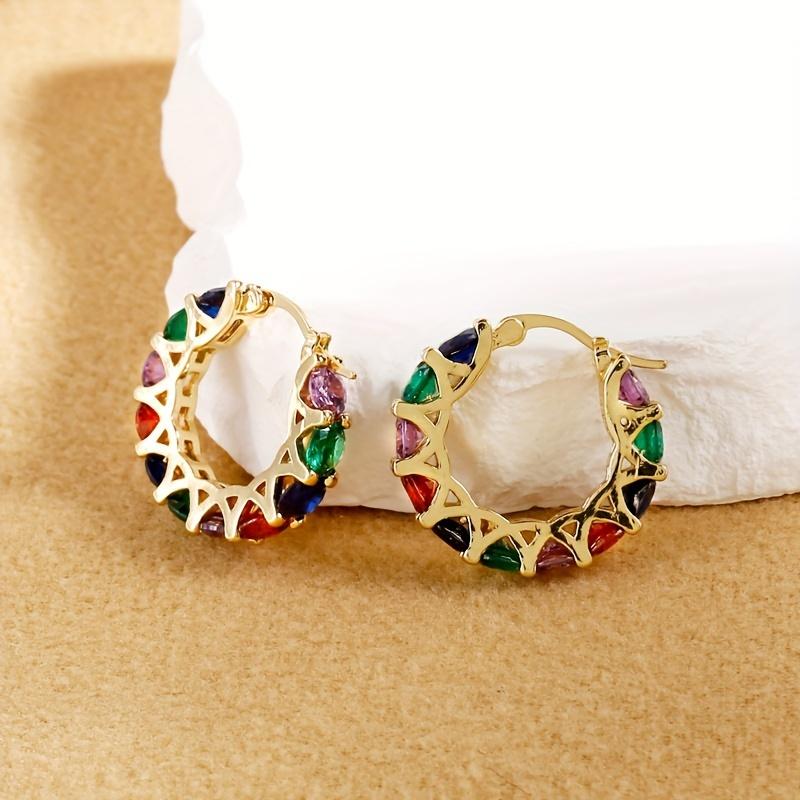 Роскошные радужные серьги-кольца со стразами золотистого цвета для женщин, новые модные высококачественные круглые геометрические серьги, ювелирные изделия для вечеринки в подарок