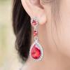 Hot Sale Water Droplets Dangle Earrings for Women Elegant CZ Crystal Shining Long Hanging Ear Fashion Wedding Party Jewelry