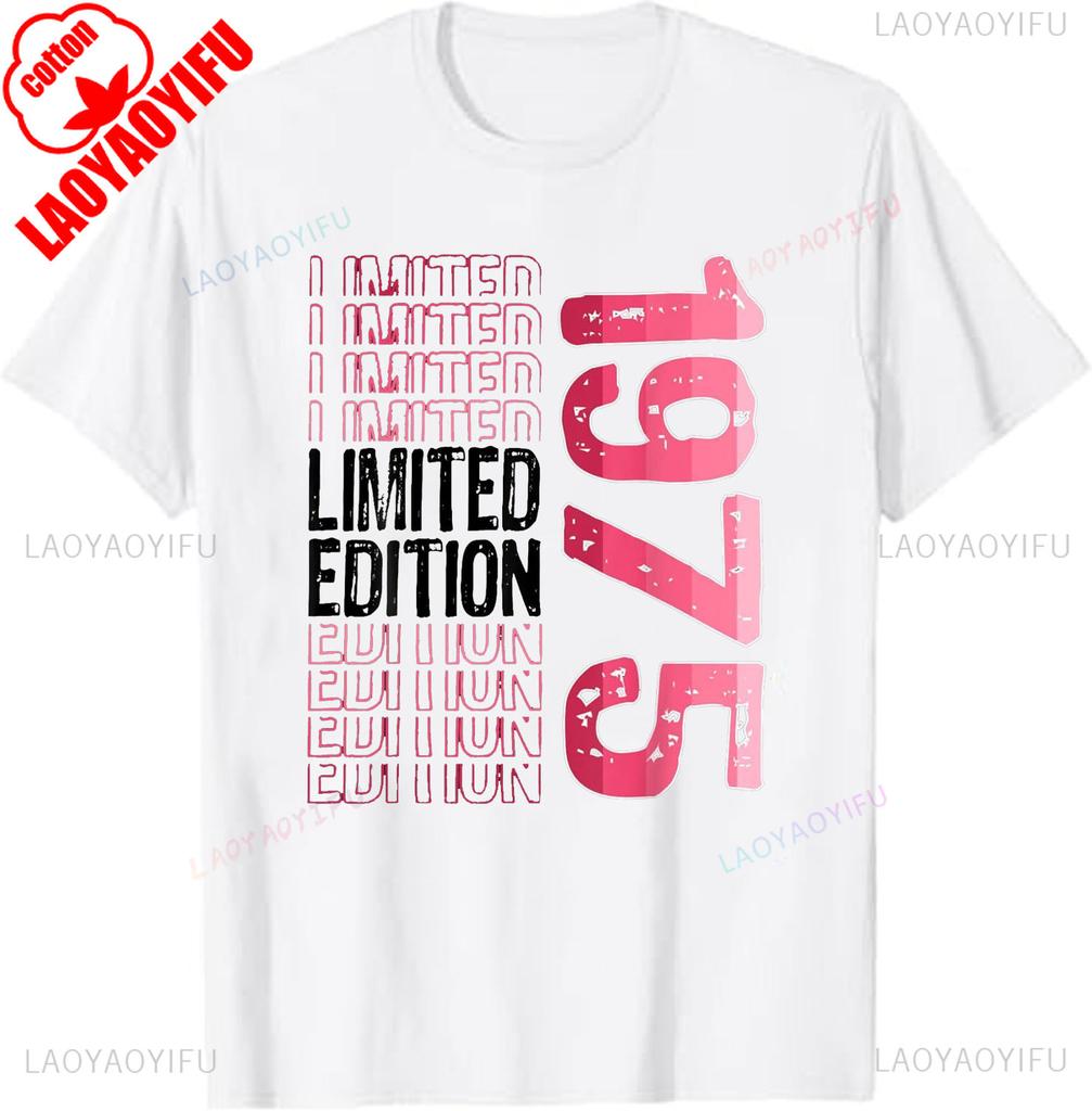 Лимитированная серия Винтажная Ретро Футболка с Днем Рождения 1975 года Толстовка Графические футболки Уличная одежда Повседневный стиль Ropa Hombre Ropa Mujer