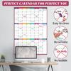 Large Dry Erase Calendar For Wall - Undated 3 Month Calendar, 28'' x 40'', Erasable & Reble Laminated White Board With 8 Round Stickers, Vertical