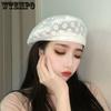 Beret Women's Summer Thin Breathable Versatile Belle Hat Sweet and Cute Flower Lace Painter Hat