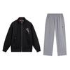 Li Ning Принт Звездный Узор Модная Свободная Удобная Универсальная Куртка со Стойкой Воротником Повседневный Спортивный Костюм Куртка Унисекс Черный Тень-Серый AJDT767-1-AYKU-3