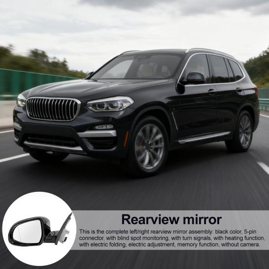 Сборка зеркала заднего вида со стороны водителя для X3 G01 G08 2018-2021 Левое заднее наружное зеркало заднего вида с поворотником и функцией контроля слепых зон 51168491670 51168491669
