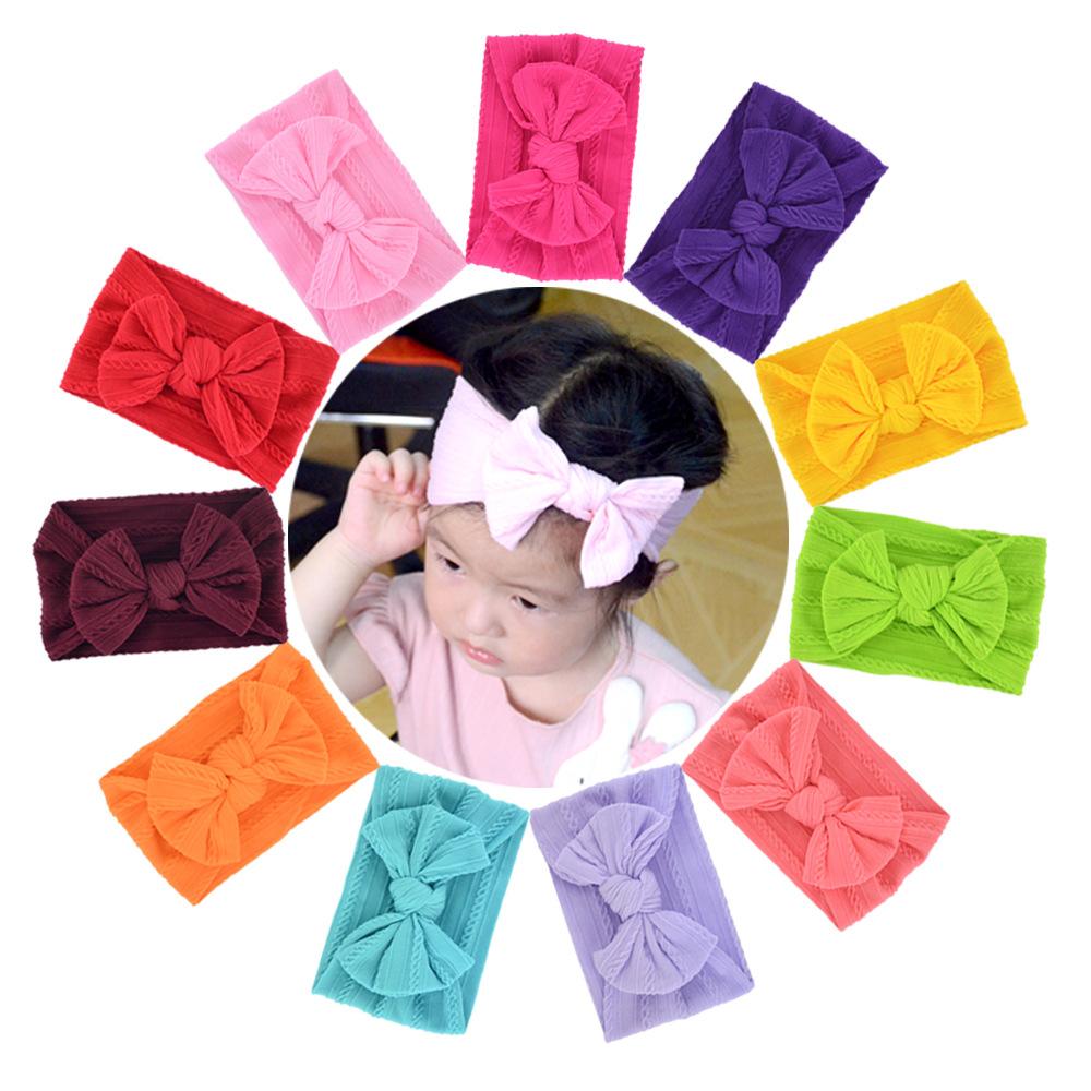 Baby Girls Bow Headbands, Soft Elastic Nylon Hairbands for Infants Toddlers