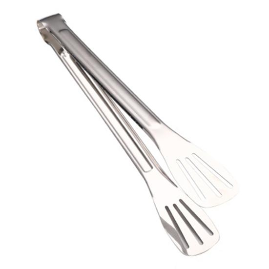 Stainless Steel Food Tongs Heat-Resistant Serving Tongs for BBQ Buffet Non-Slip Handle Food Clamp with Oil-Draining Holes