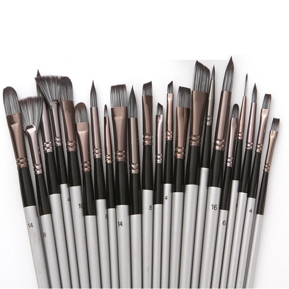 24pcs/set Colorful Acrylic Paint Brushes Set Wooden Handles Watercolor Paint Brush Pen Children