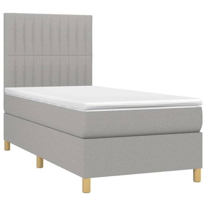 VidaXL Slat Bed Base with Mattress and LED, Upholstered Bed, Single Bed, Adult Bed for Interior Bedroom, 3135565