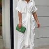 Stylish Summer Girl Dress With Shirt Collar In Polyester For Casual Wear