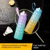 Sports Water Bottle Portable Motivational Graduated Straw Cup Rainbow Frosted Progressive Color Water Cup Plastic Cup