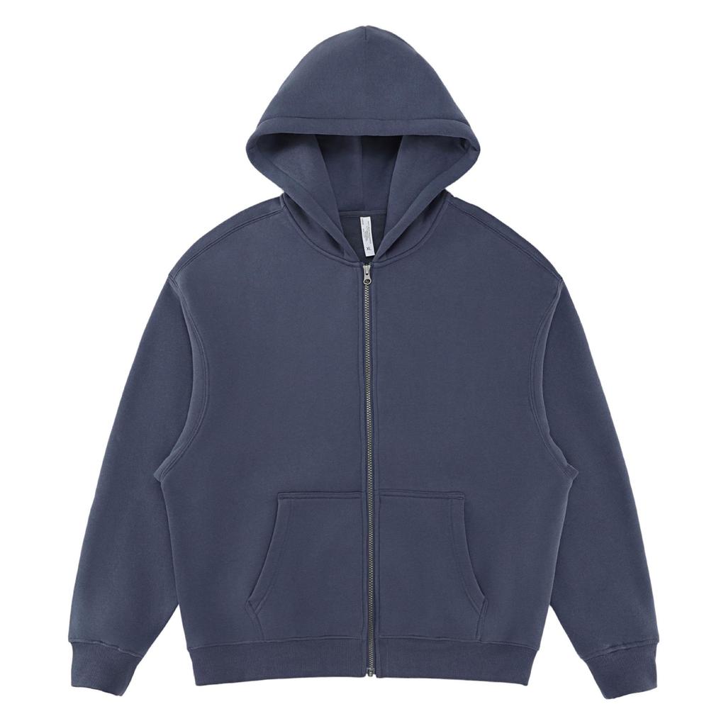 LVLV Custom | Американская толстовка на молнии из флиса 350 г, с начесом, широкого кроя, с вышитым логотипом и принтом