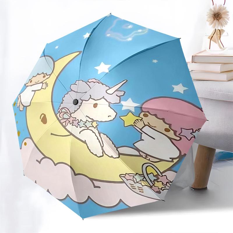 1pc Unicorn Moon Basket Starry Sky Automatic Folding Umbrella - Portable 3-Fold Design with Iron Frame, Perfect for Fans, Travelers, Daily Use, and Fe