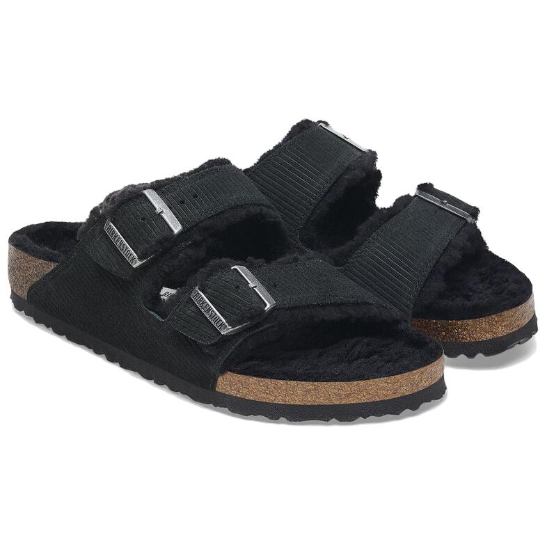 Birkenstock Унисекс шлепанцы Arizona из овчины, черные 1028357