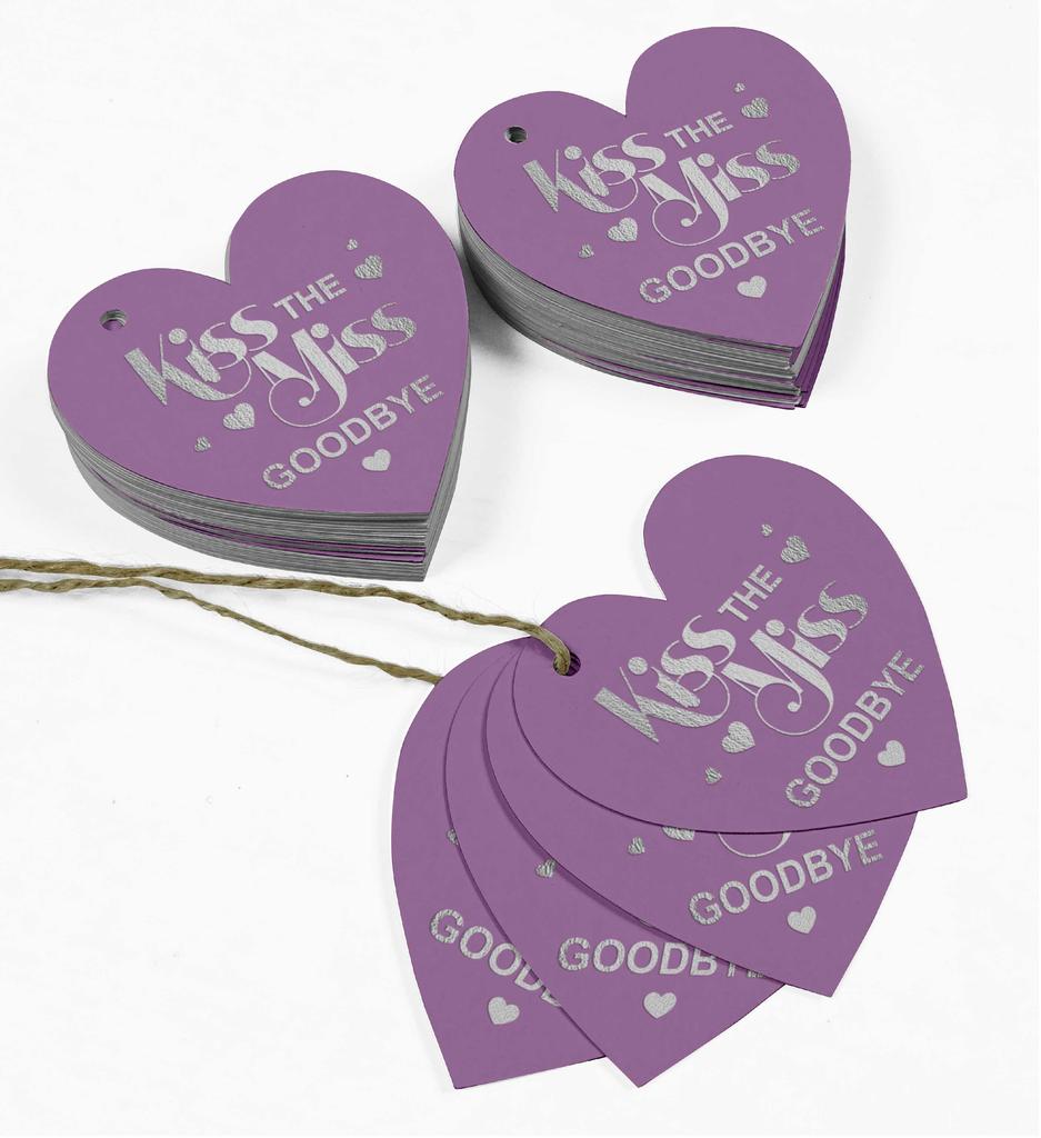 Inkdotpot 100 шт. в упаковке. Бирка из настоящей серебряной фольги с поцелуем «Мисс на прощание» на девичник.