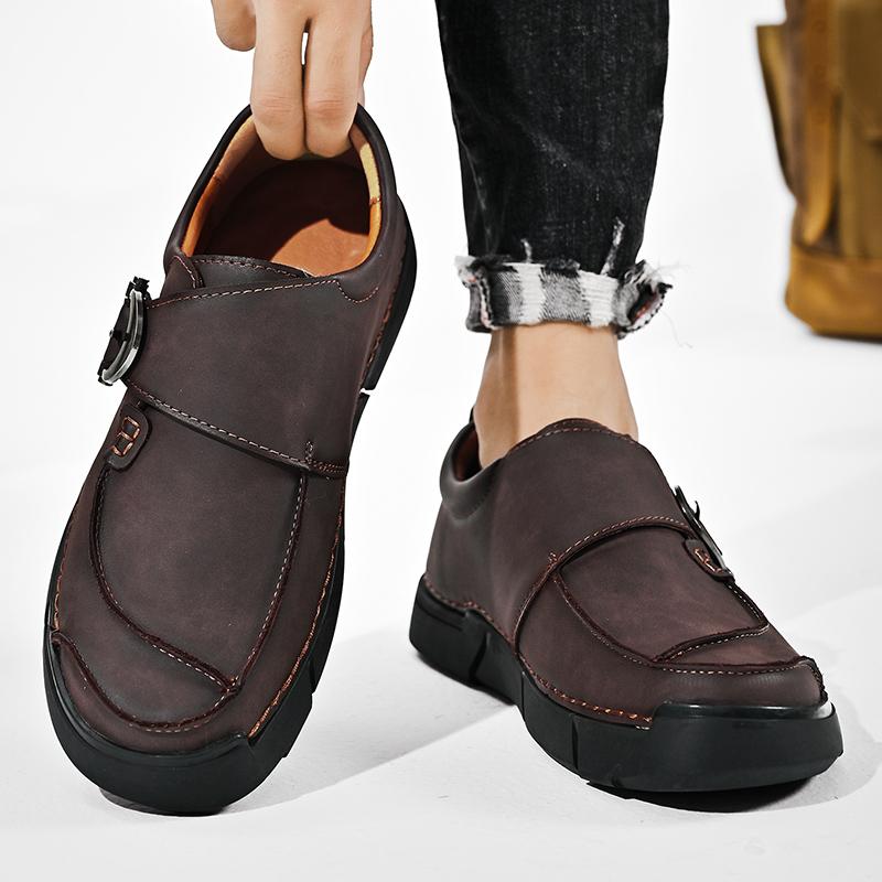 Модная обувь ручной работы из натуральной кожи, повседневная обувь для мужчин, обувь для ходьбы на плоской платформе, уличная обувь, лоферы с пряжкой, большой размер 39-47