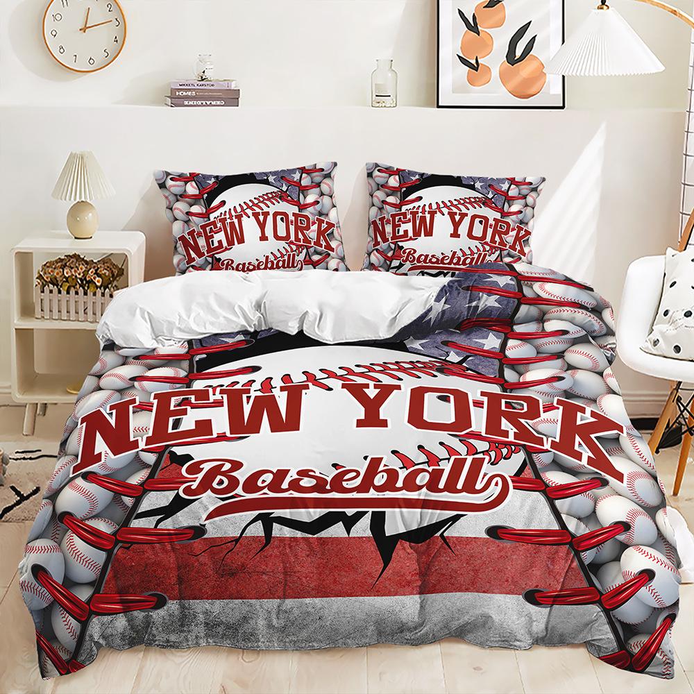 3D бейсбольный комплект постельного белья в спортивном стиле, пододеяльник, наволочка, 2/3 шт., мягкий домашний текстиль для комнаты для мальчиков, украшение для дома для спортсменов