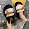 Тапочки женские пушистые зимние тапочки с пряжками зимние женские туфли на толстой подошве верхняя одежда на толстой плоской подошве плюшевые тапочки