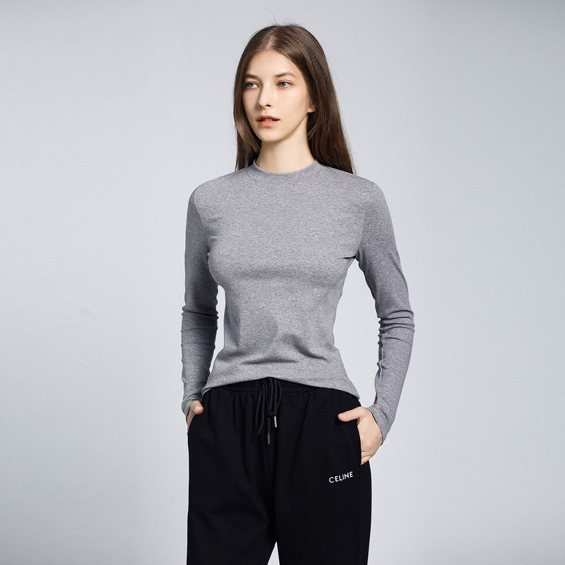 Base Shirt Women's Autumn Clothing Fashionable New Fashion 2025 Long Sleeves Base Shirt Pure Cotton Slim Looking T-shirt Round Neck Tops Tide