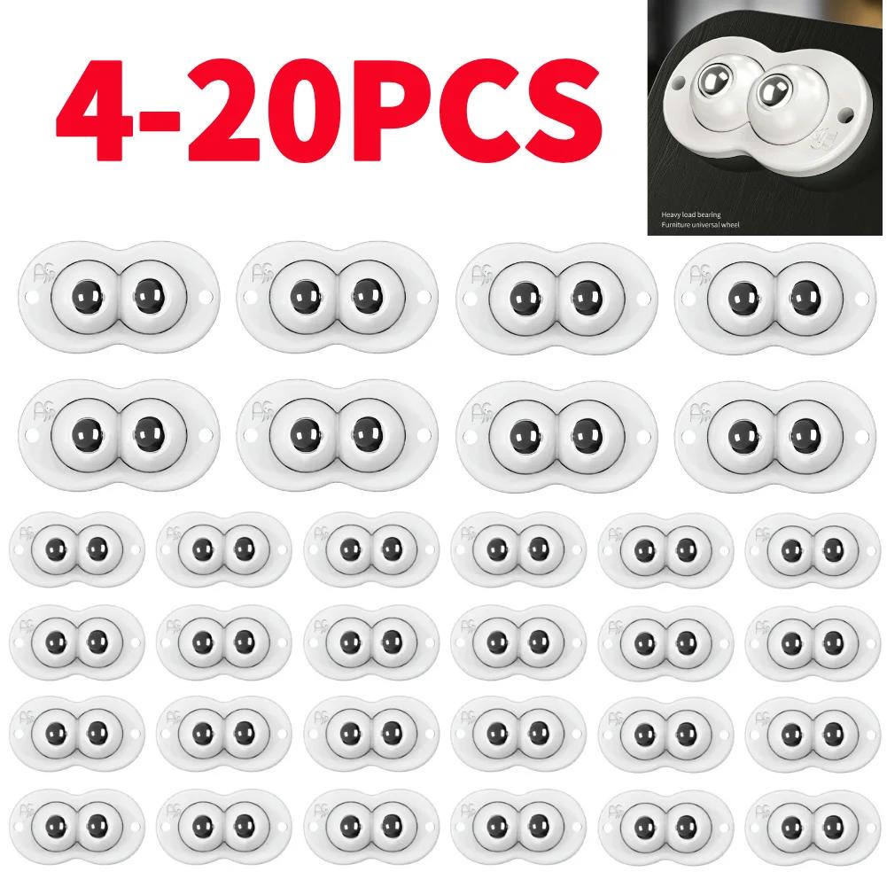 4-20pcs Small Wheels For Furniture Self Adhesive Caster Wheels Stainless Steel 360 Degree Rotation Paste Swivel Wheels