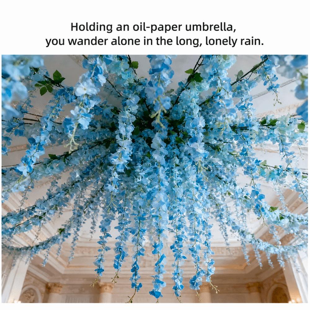 Cherry Flower Artificial Wisteria Flower Vine Hanging Design Hanging Garland Party Ornaments