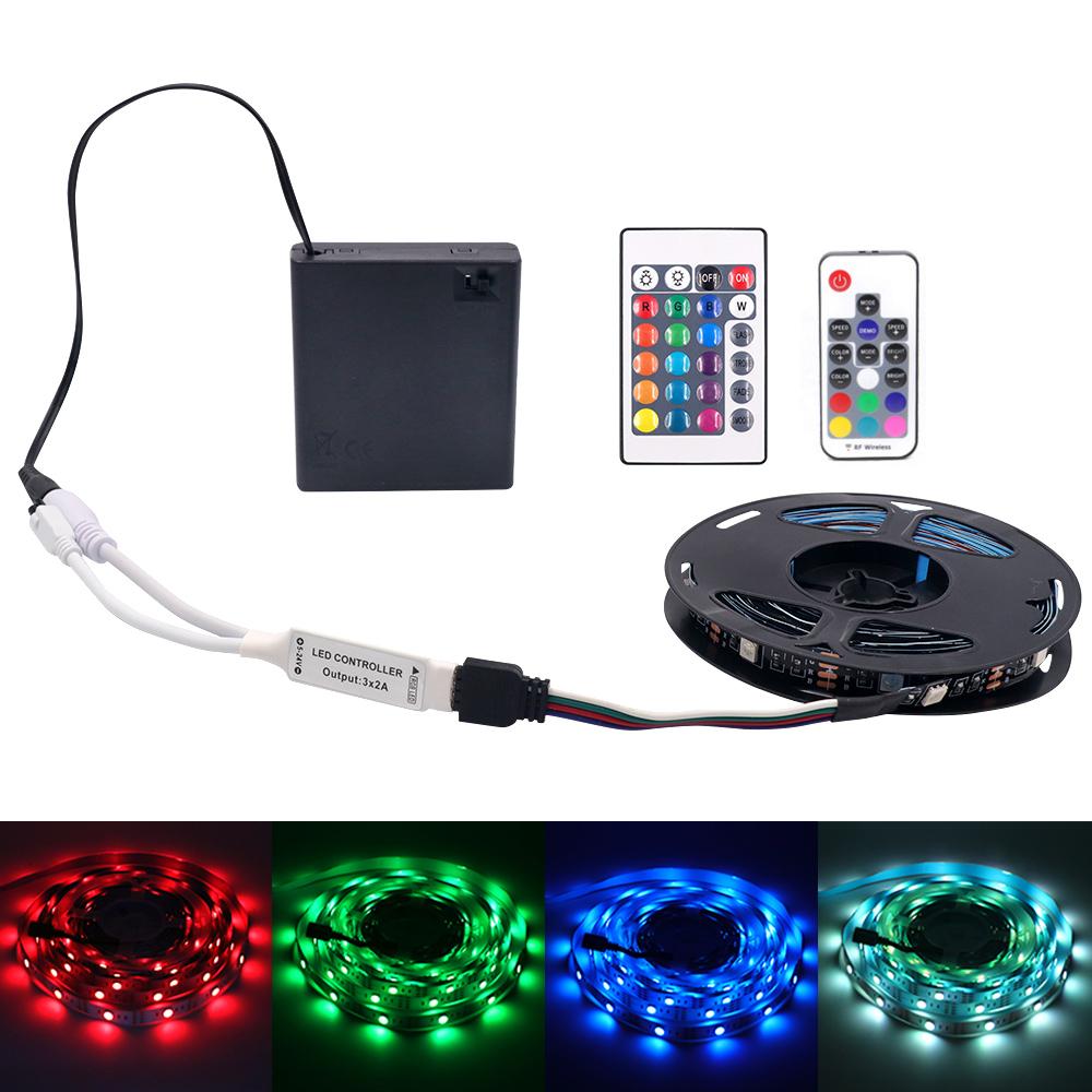DC 5V Remote Control RGB Led Strip Light 5050 30Leds/m Battery Power Changing Color Waterproof Ribbon Tape Lights String Strip