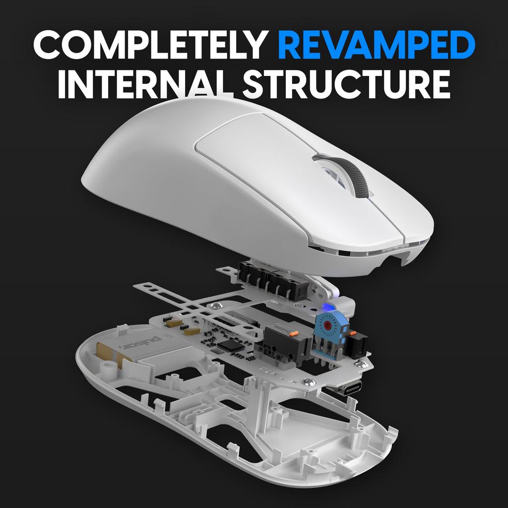 Беспроводная игровая мышь Pulsar Gaming Gears X2V2, сверхлегкая, 53 г, симметричная, 1 мс, 26000 точек на дюйм, оптический датчик PAW3395, белый, 2,4 ГГц