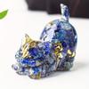 Статуэтка кошки из смолы 1,77 дюйма с хвостом, фигурка из натурального кристалла, духовный декор Фэн-шуй для Хэллоуина, Рождества