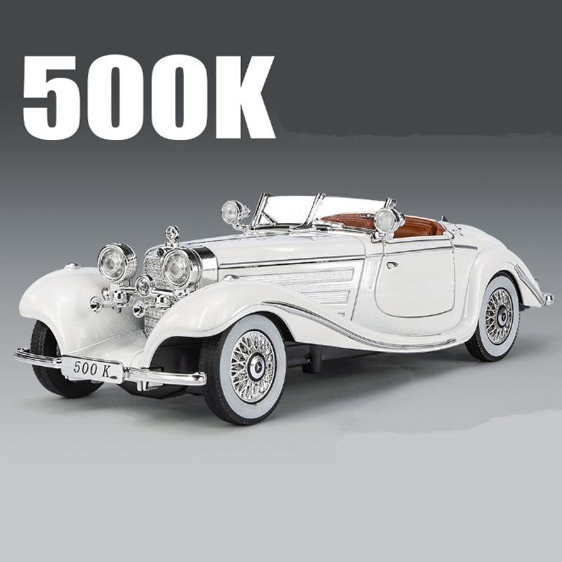 1:24 1936 Бенц 500К Литой Модель Автомобиля Металлическая Литая Игрушка Классический Транспорт Модель Автомобиля Симуляция Звука и Света Коллекция Подарок для Детей