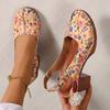 Ladies' Retro Round Toe Shallow Mouth Fashionable Printed Thick Heel High-heeled Single Shoe with A Straight Buckle Strap