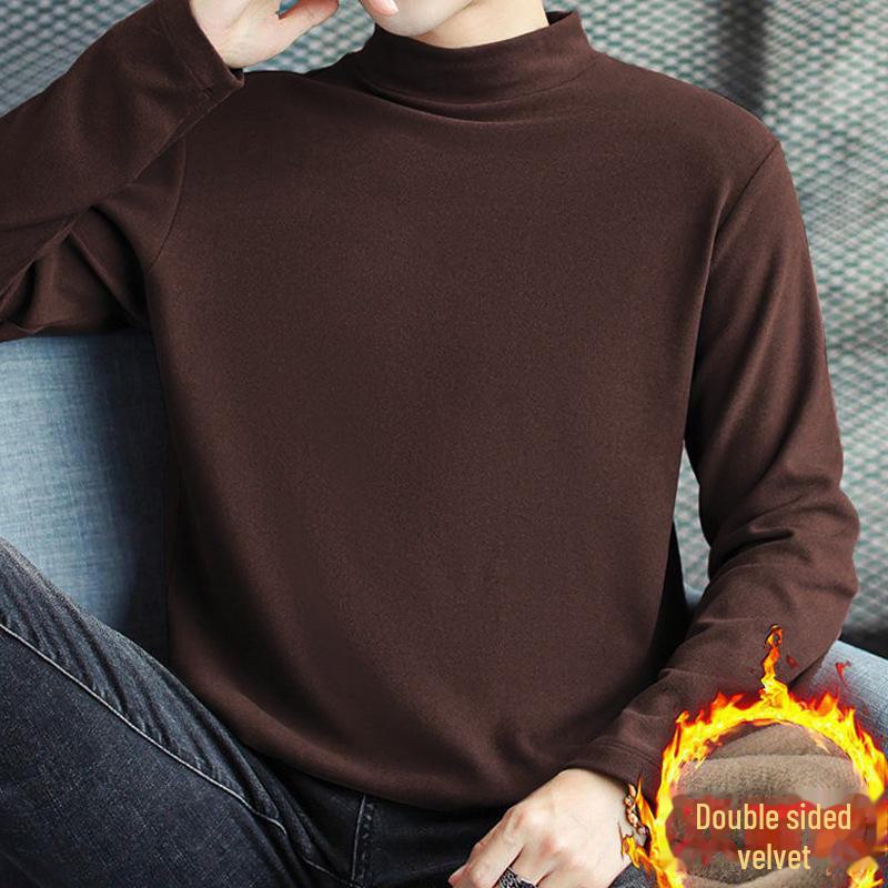 Мужская двухсторонняя немецкая бархатная термоводолазка с длинным рукавом зимняя рубашка