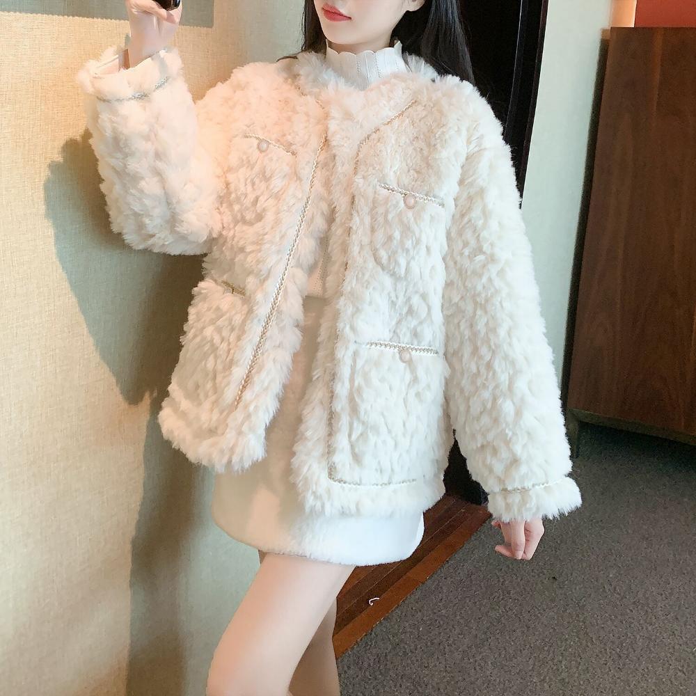 2025 Новое очаровательное пальто для дочери Свободное пальто для девочки Очаровательное плюшевое норковое женское верхнее роскошное плюшевое пальто Милое студенческое пальто для девочки