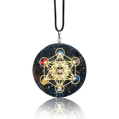 Черный оникс, обсидиан, турмалин, лазурит, прозрачный кварц, аметистовый оргоновый кулон с 7 чакрами кристалл ювелирные изделия аксессуары для медитации