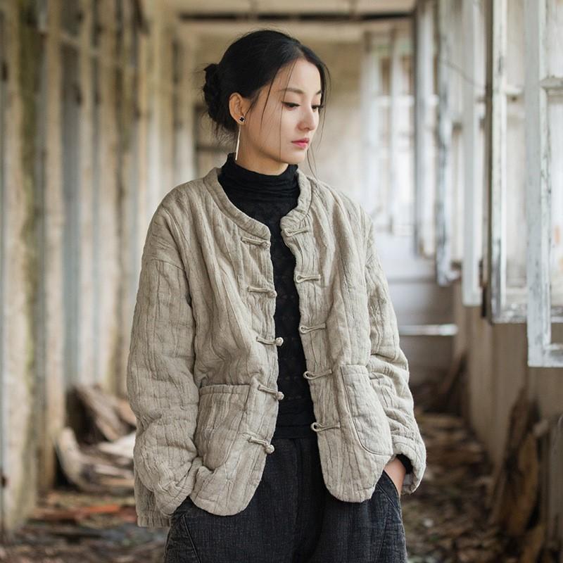 Johnature Женские винтажные пальто с длинным рукавом в китайском стиле, зимние лоскутные пальто с карманами и пуговицами