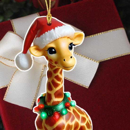 Жираф Рождественские украшения 2D Мультяшный жираф Рождественский подвесной декор для елки Акриловые подарки с жирафом для женщин мужчин