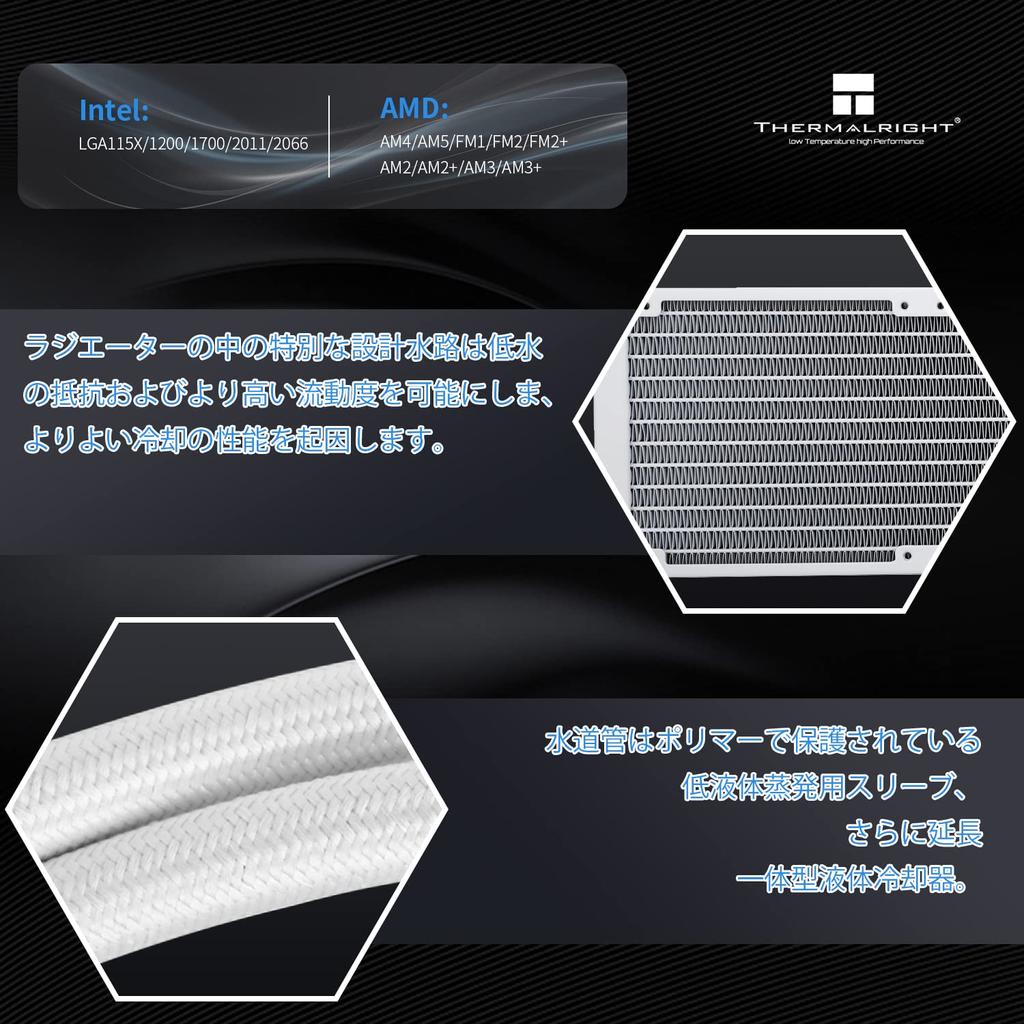 Thermalright AQUA ELITE 360 WHITE ARGB Liquid CPU 360 Cooling Row 120mm PWM Fan X ARGB for INTEL 1700 Cooler, Size, 3, S-FDB Bearing, AMD/AM4/AM5,