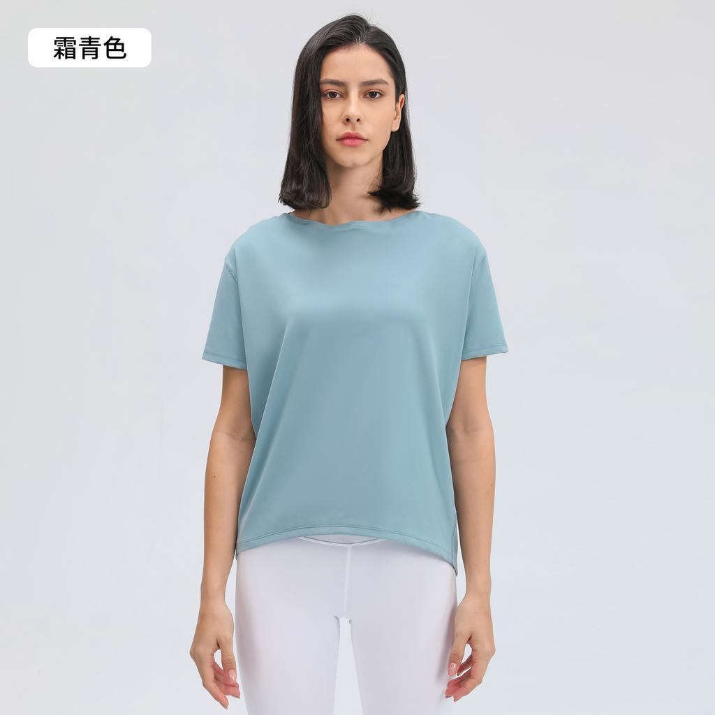 Spring and summer new polished nude yoga short sleeves, fashionable and versatile, breathable, simple and loose yoga DS019