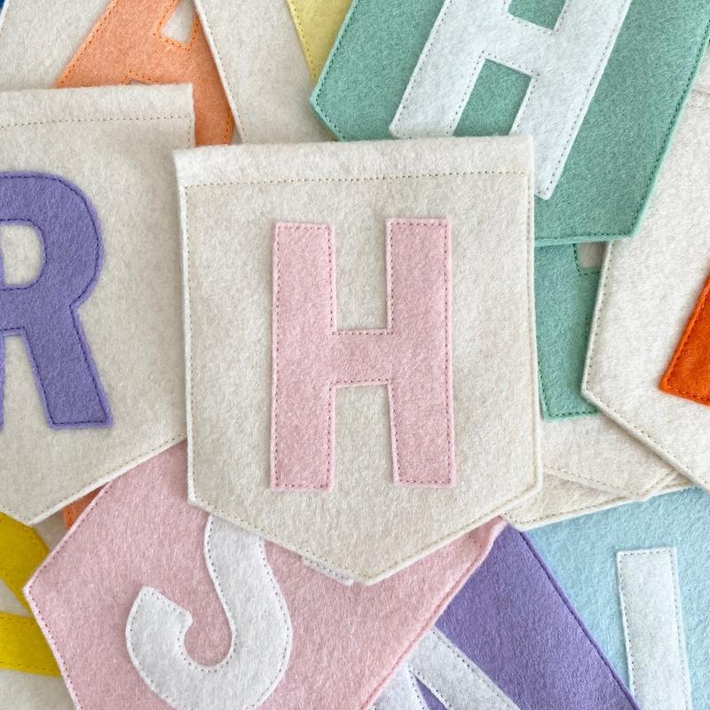 Personalized Felt Name Banner, Custom Pink Rainbow Bunting Garland, Wall Decor, Baby Girl Name Sign, Birthday Party Decoration
