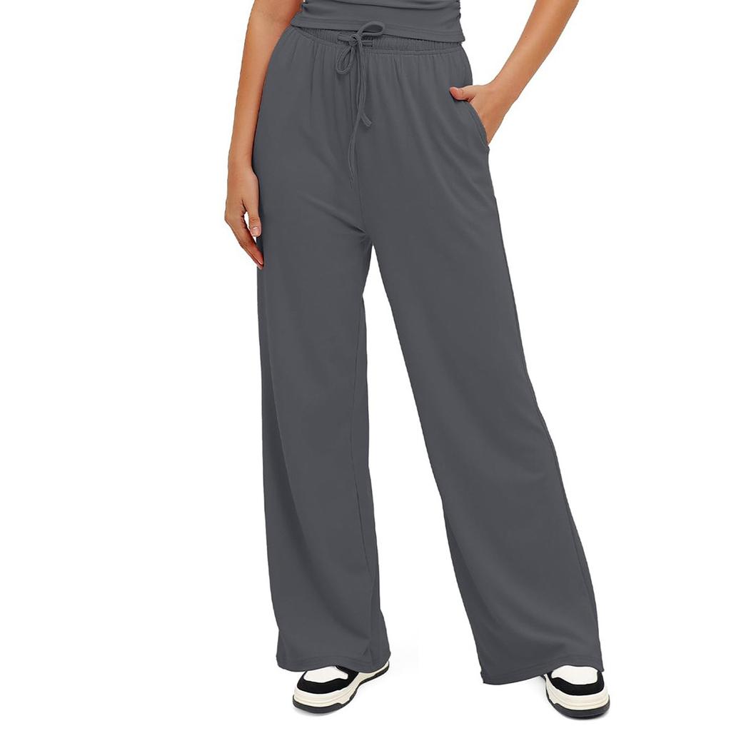 Женские прямые летние легкие брюки с косыми карманами и высокой талией