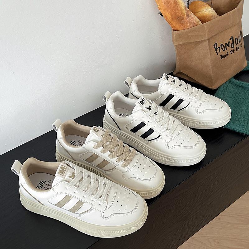Fashion Little White Shoes Women's Autumn New Round Head Lace-up College Style Flat Bottom Casual Sports Shoes Tide
