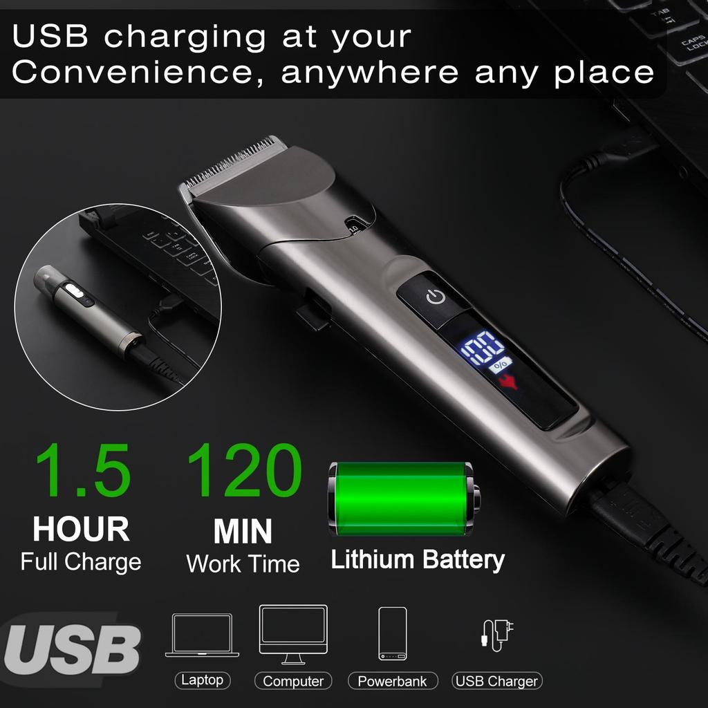 Hatteker Mens Hair Clipper Cordless Hair Trimmer 2 In 1 Nose Hair Trimmer Kit Rechargeable Waterproof