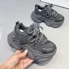 Chunky Sneakers Women's Thick Bottom Casual Shoes Lace Up Height Increase Ladies Platform Shoes Mesh Breathable Sneakers Fashion