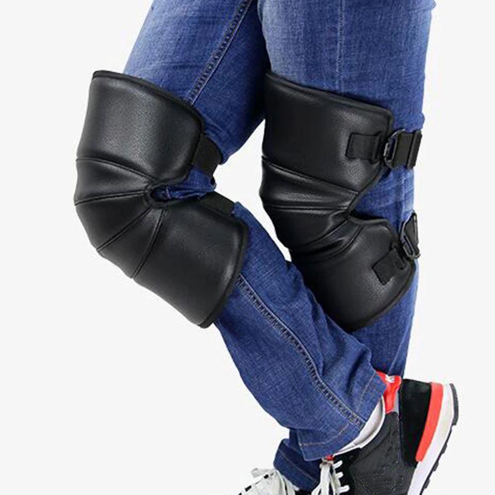 Adjustable PU Leather Windproof Riding Knee Pads Warm Kneepad Motorcycle Kneepad Protective Guard