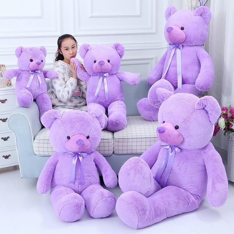 Large Purple Teddy Bear Plush Toy Cute Cartoon Girl Birthday Holiday Gift Doll