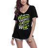 Women's V-Neck T-Shirt Happiness Depends On Courage and Work