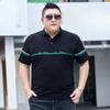 Fat Men's Fat Plus Size Short-sleeved Lapel T-shirt Fat Man Ice Silk Cotton Cool Polo Shirt Tops Oversized