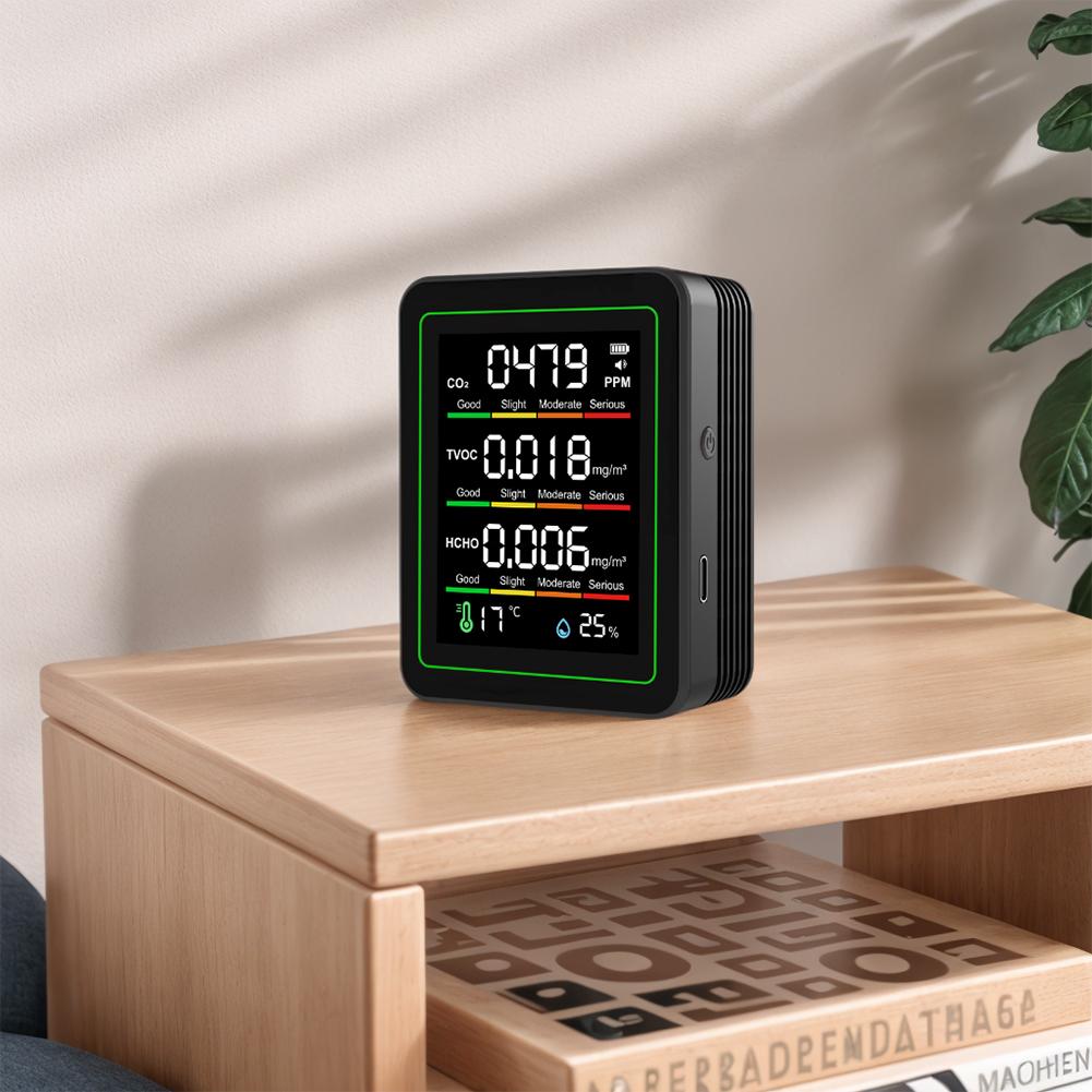 Монитор качества воздуха в помещении 5 в 1 CO2 TVOC HCHO тестер Детектор температуры и влажности Тестер качества воздуха для дома и офиса