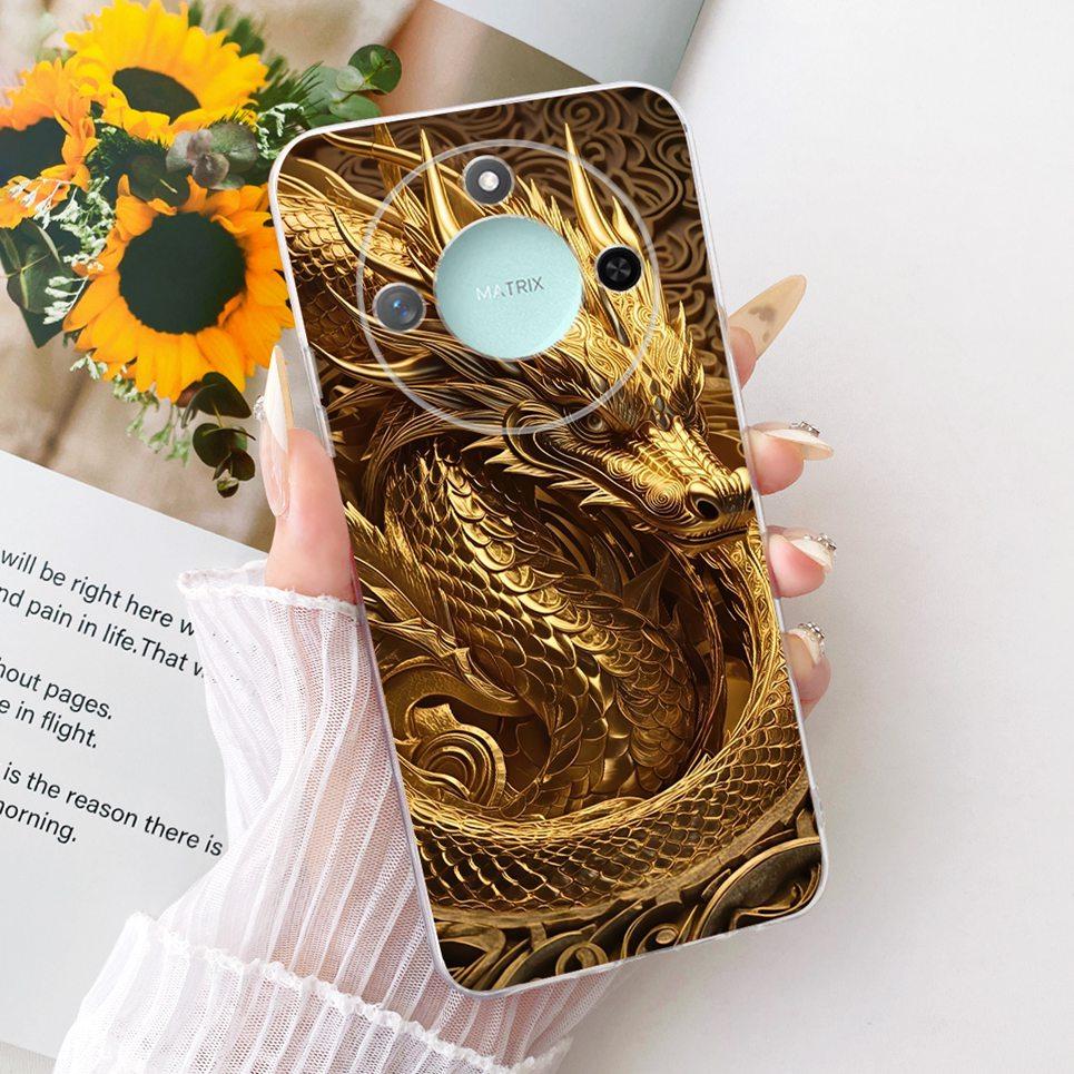 Чехол для смартфона Honor X9C Smart Honor X60 с рисунком Китайский дракон Милый кот Мультяшный дракон Мягкая прозрачная силиконовая задняя крышка