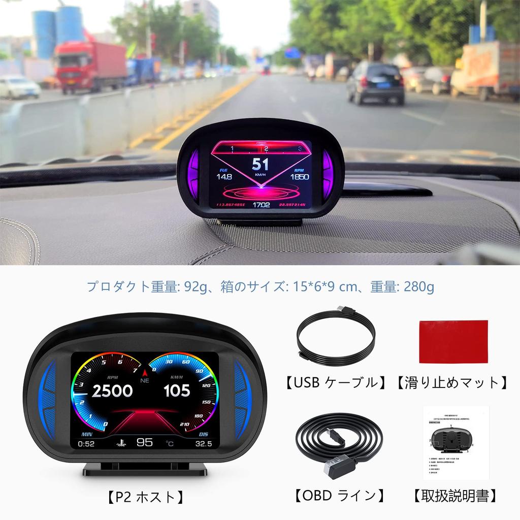 ChoiQua Car OBD2 Meter, Speedometer, Tachometer, GPS+OBD+Inclinometer Mode Multimeter with Fault Diagnosis and Warning Function
